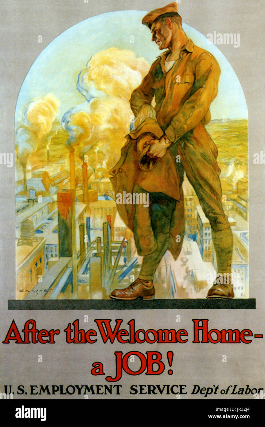 La première guerre mondiale,U.S. Service de l'emploi, de l'affiche 1919 Banque D'Images