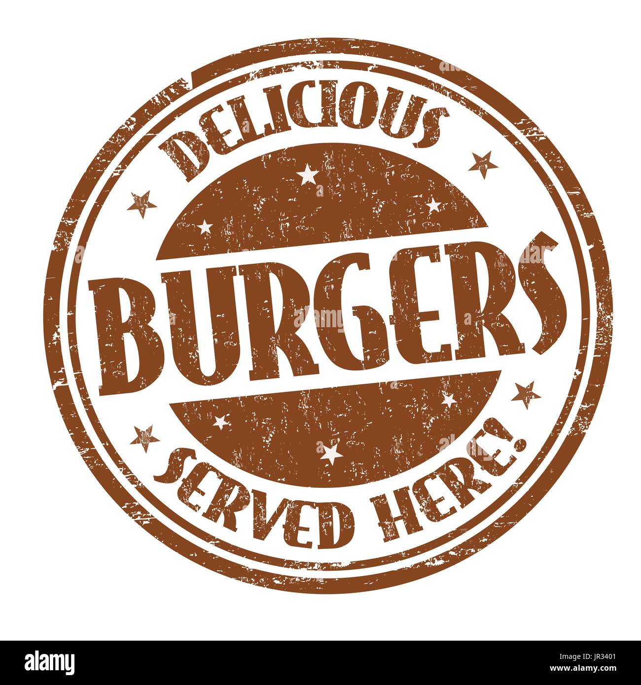 Délicieux hamburgers grunge tampons sur fond blanc, vector illustration Illustration de Vecteur