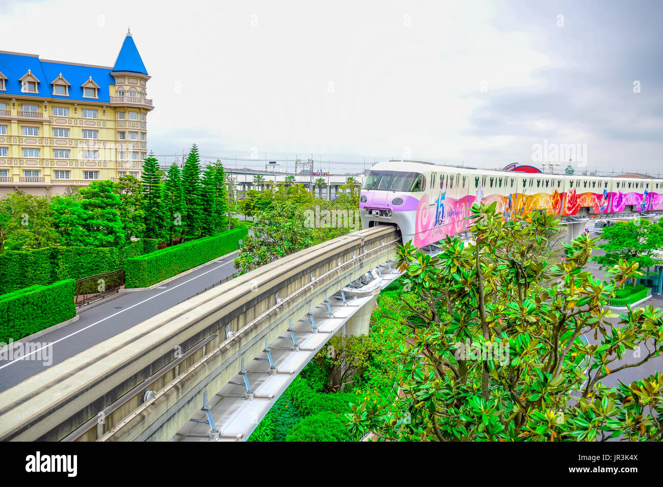 CHIBA, Japon : Tokyo Disneyland monorail gare, Urayasu, Chiba, Japon Banque D'Images