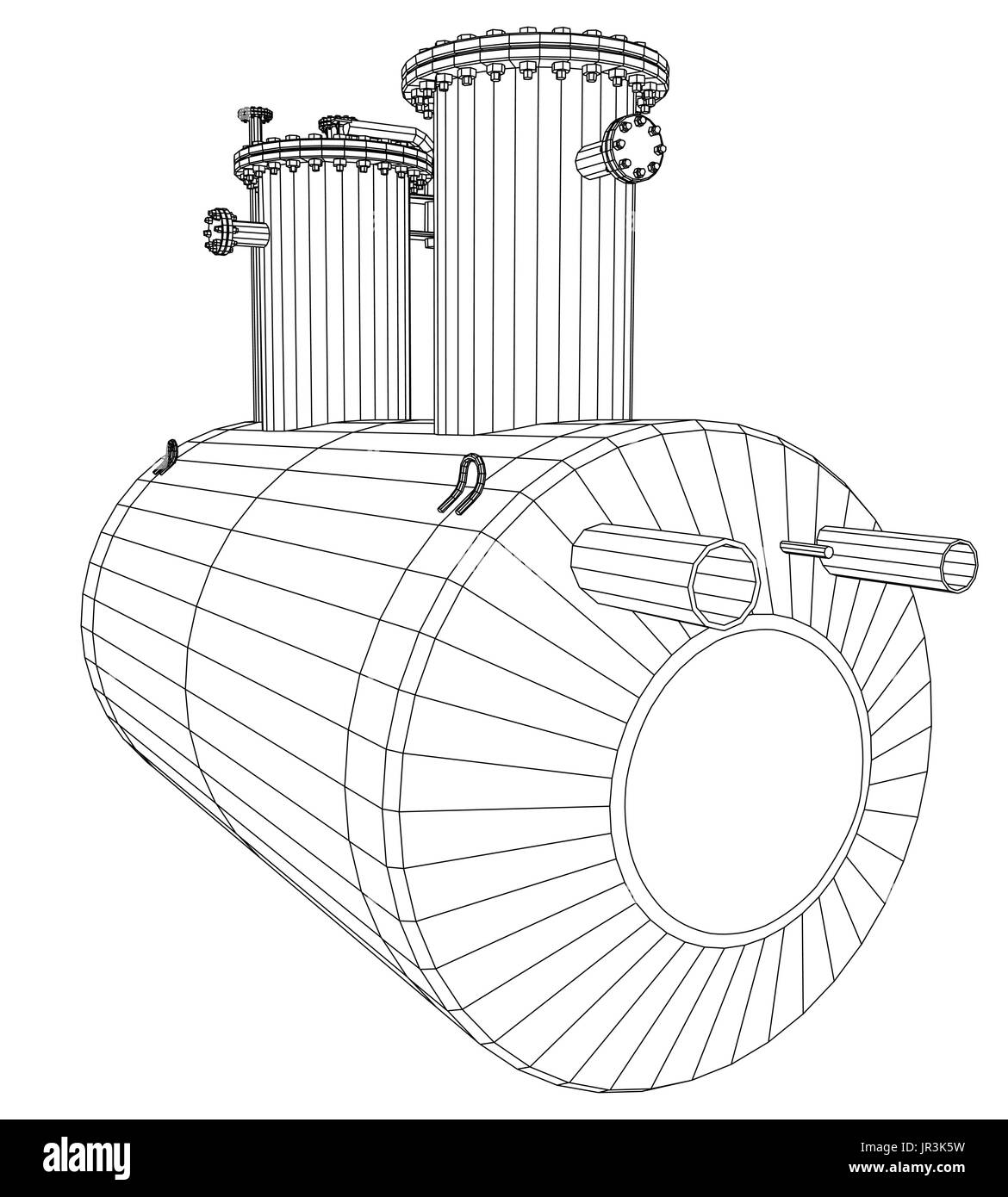 La capacité de l'équipement industriel. Wire-frame. Format EPS10. Le rendu 3D de vecteur Illustration de Vecteur