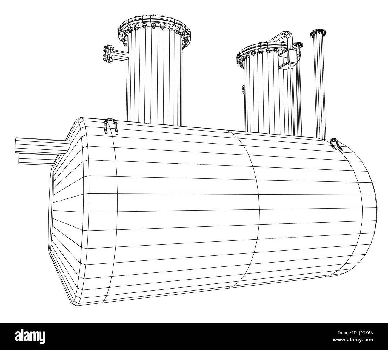 La capacité de l'équipement industriel. Wire-frame. Format EPS10. Le rendu 3D de vecteur Illustration de Vecteur