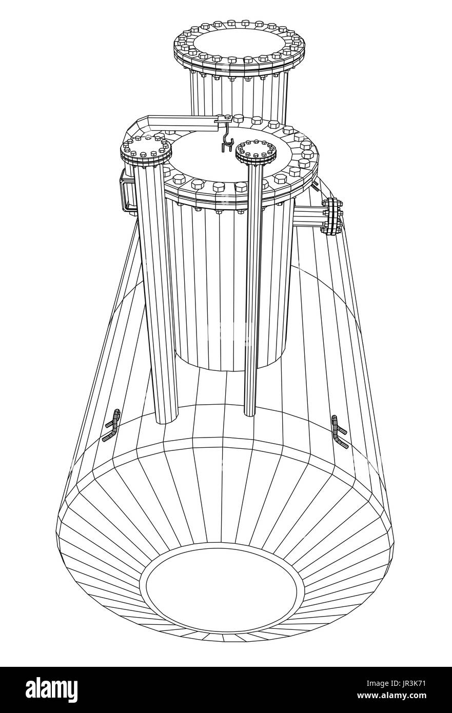La capacité de l'équipement industriel. Wire-frame. Format EPS10. Le rendu 3D de vecteur Illustration de Vecteur