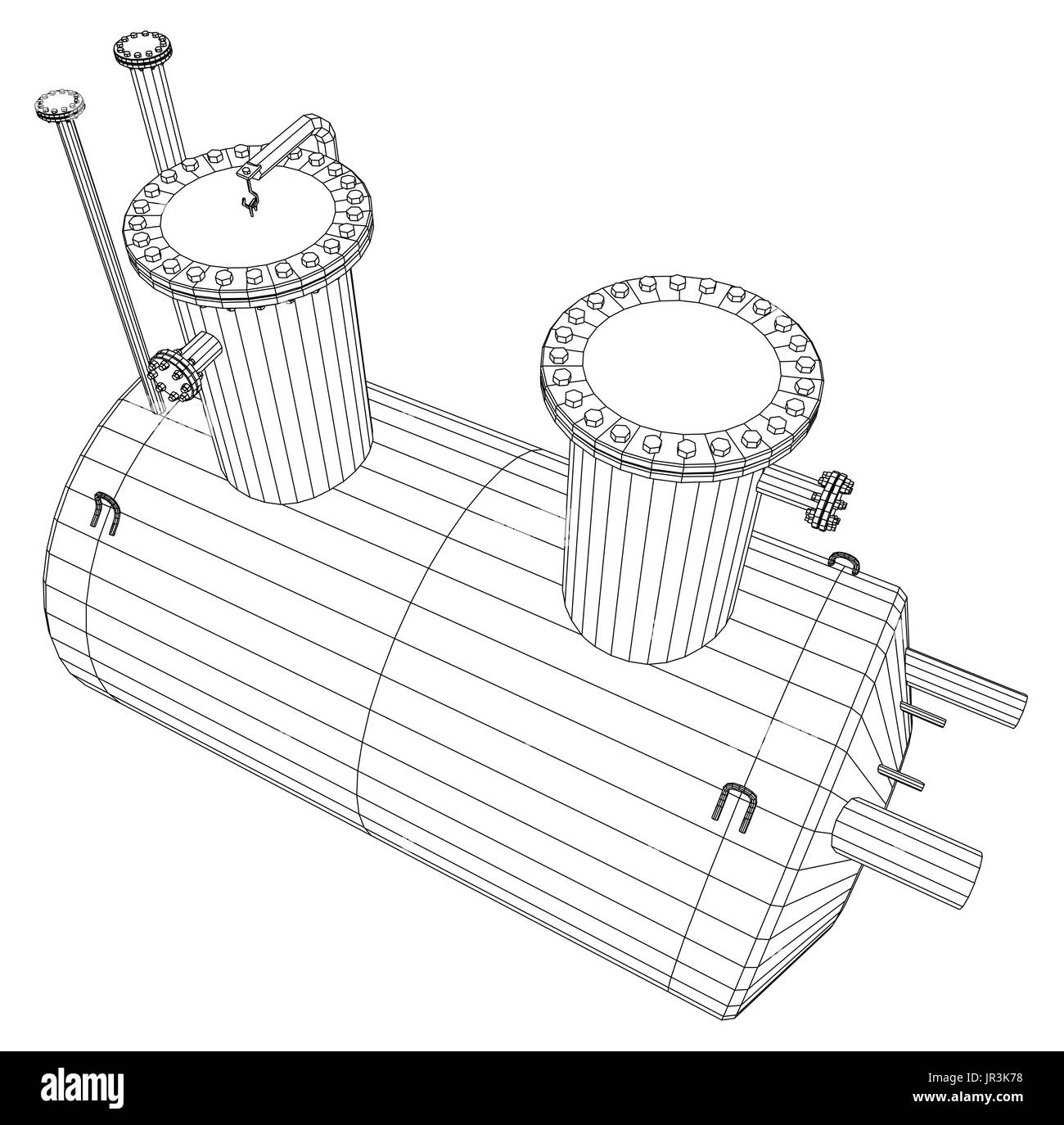 La capacité de l'équipement industriel. Wire-frame. Format EPS10. Le rendu 3D de vecteur Illustration de Vecteur