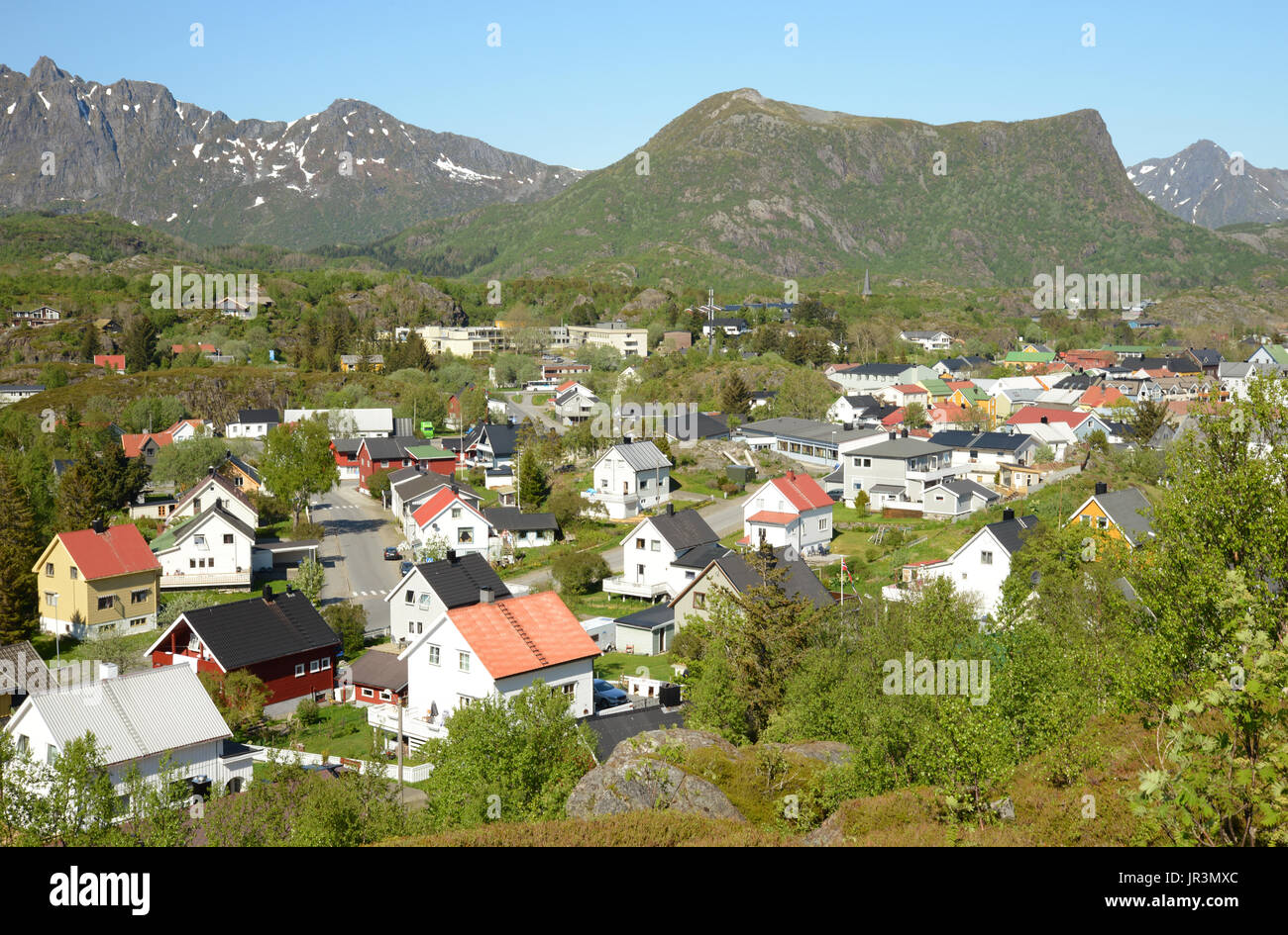 Le village de Kabelvaag dans les Lofoten, Norvège. Banque D'Images