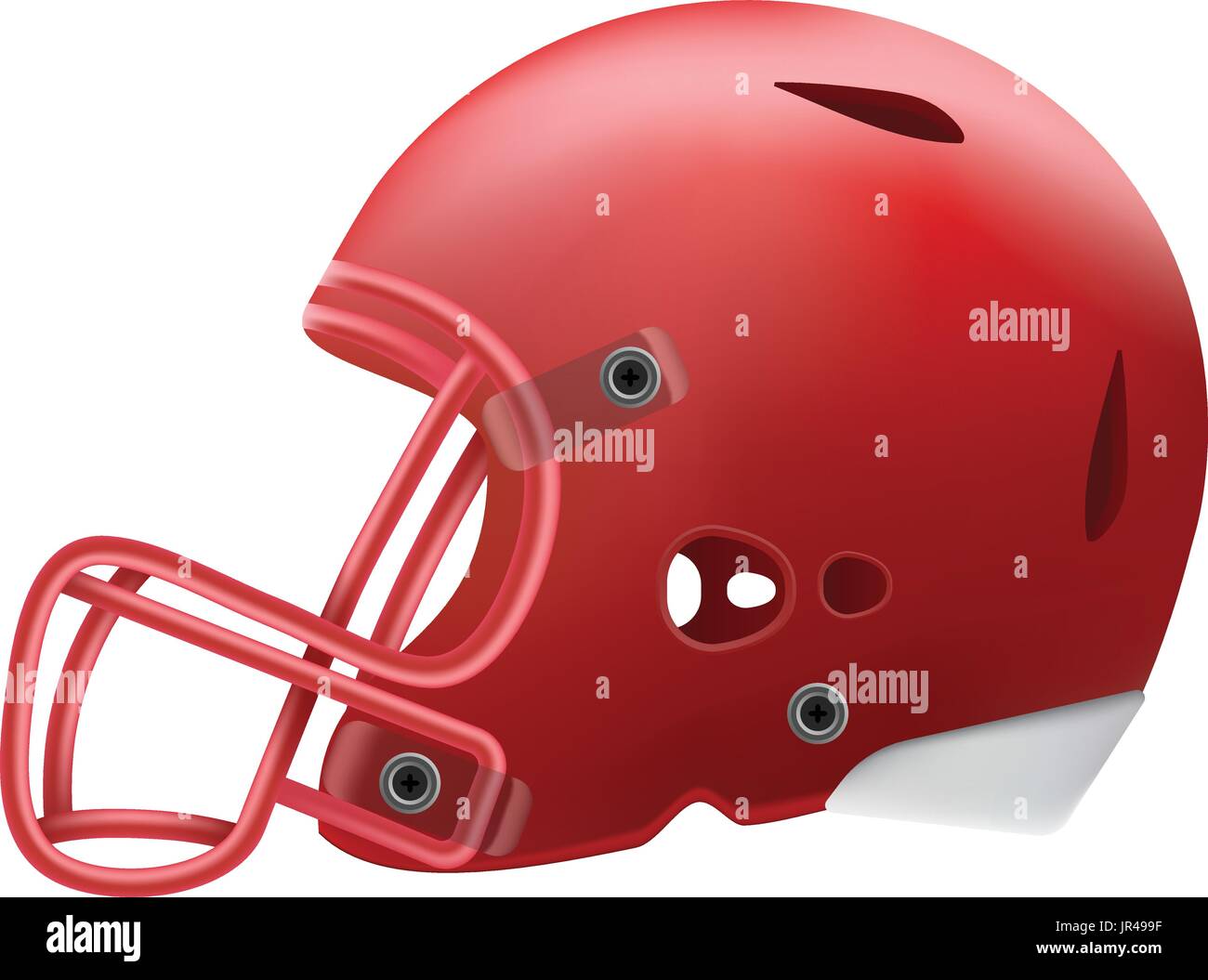 Casque de Football Américain moderne rouge Vue de côté isolé sur un fond blanc. Vector Illustration. Illustration de Vecteur