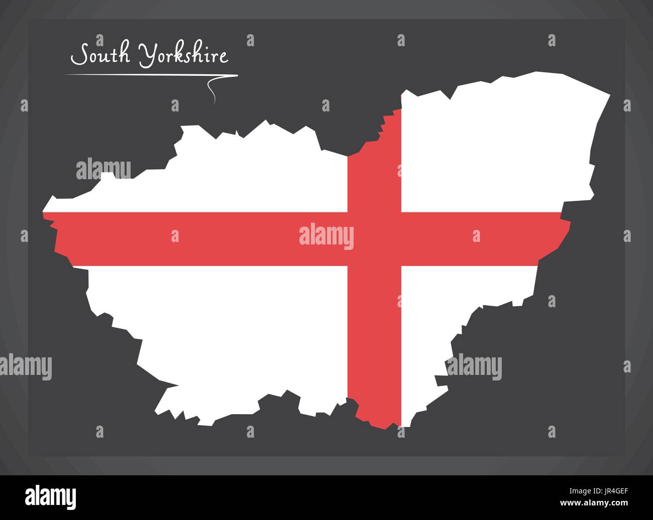 Carte du sud du Yorkshire England UK avec drapeau anglais illustration Illustration de Vecteur
