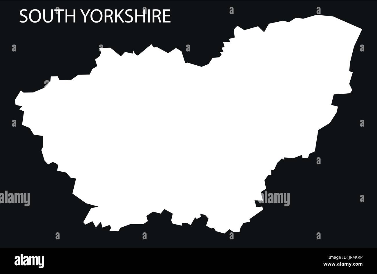 South Yorkshire England UK map illustration silhouette inversé noir Illustration de Vecteur