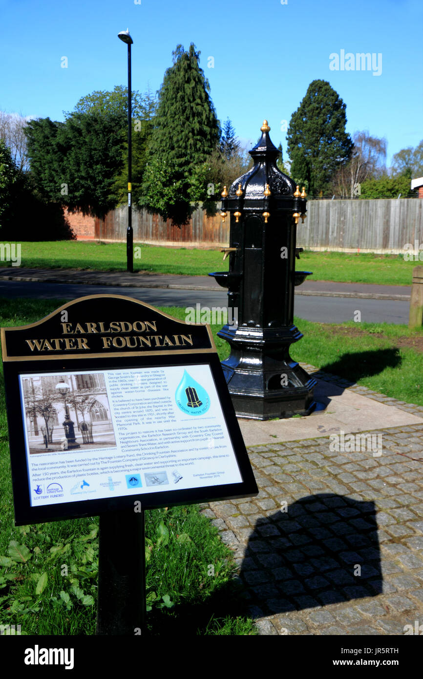 La fontaine d'eau à Coventry Earlsdon a été faite par l'usine Sun à Glasgow et situés en centre-ville de Coventry, dans les années 1870. Elle a été transférée à l'Ea Banque D'Images
