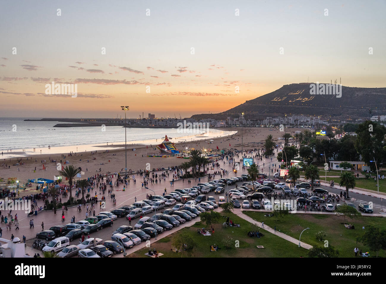 Vue d'oiseau de plage d'Agadir Banque D'Images