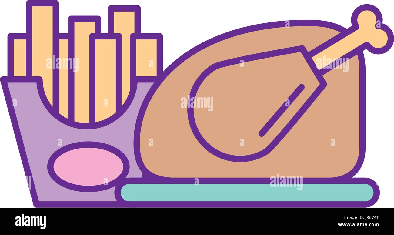 Délicieux avec du poulet frites Illustration de Vecteur