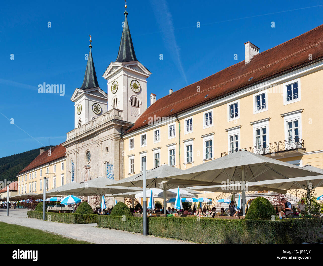 ¤ustÃ¼berl BrÃ dans l'ancienne abbaye (maintenant connue sous le nom de Haus Tegernsee) dans la ville de Tegernsee, le lac Tegernsee, Bavière, Allemagne Banque D'Images