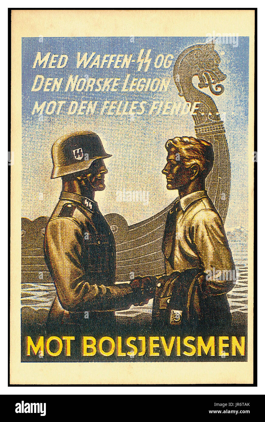 1940 affiches de propagande de la Waffen SS WW2 Norvège : 6 000 à 15 000 hommes dans la légion des volontaires de la Norvège 5e SS Panzer Division SS Wiking 6e Division SS de montagne nord-Skijeger-Bataljon Panzergre Norge 11e SS pour combattre l'armée russe Banque D'Images