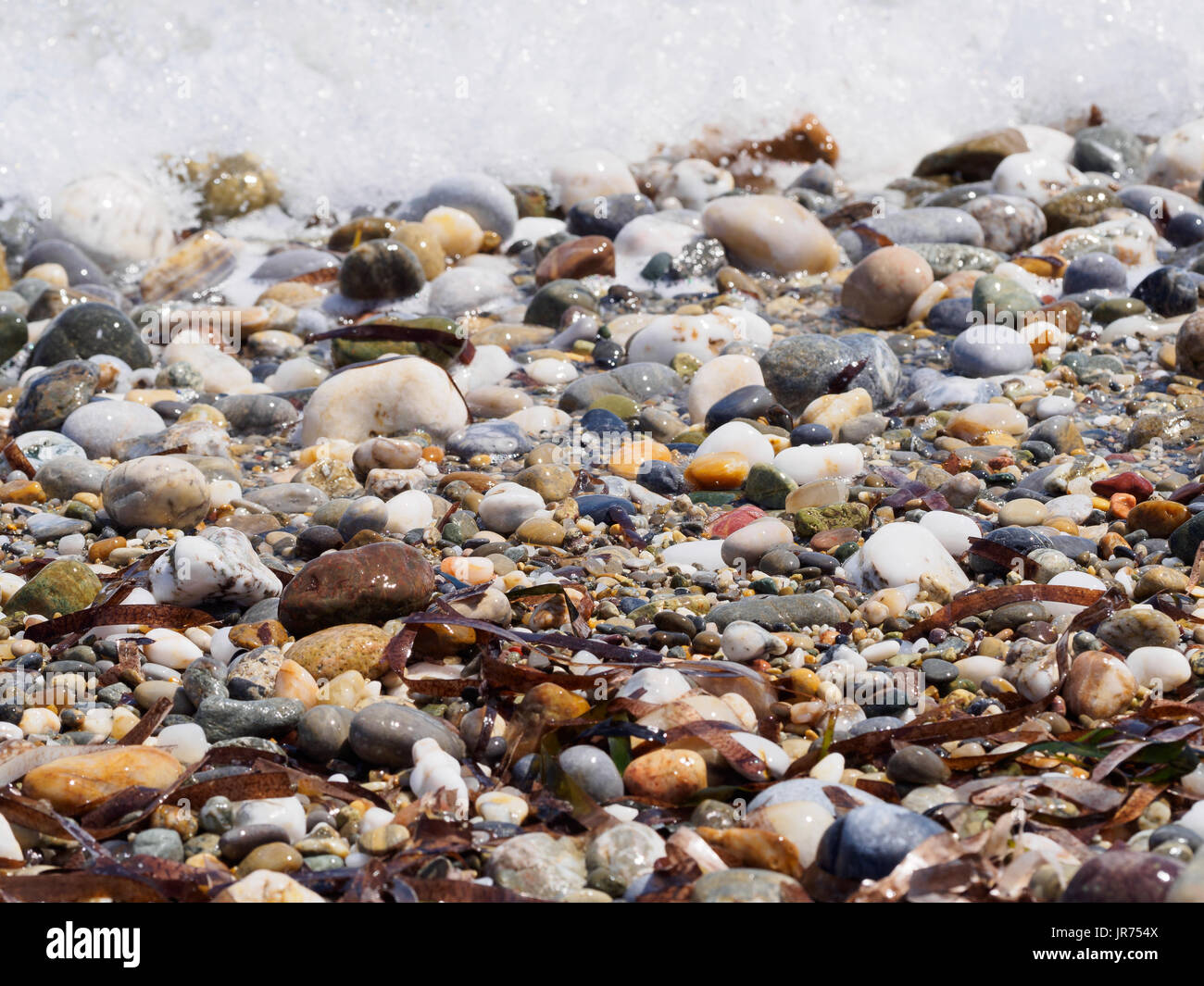 Cailloux humides sur une mer Banque D'Images