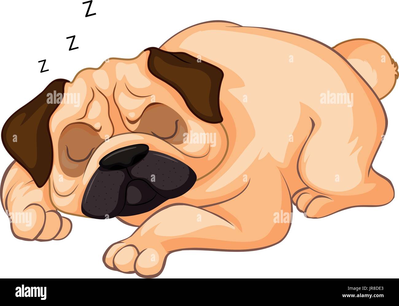 Petit chien dormir sur fond blanc illustration Illustration de Vecteur