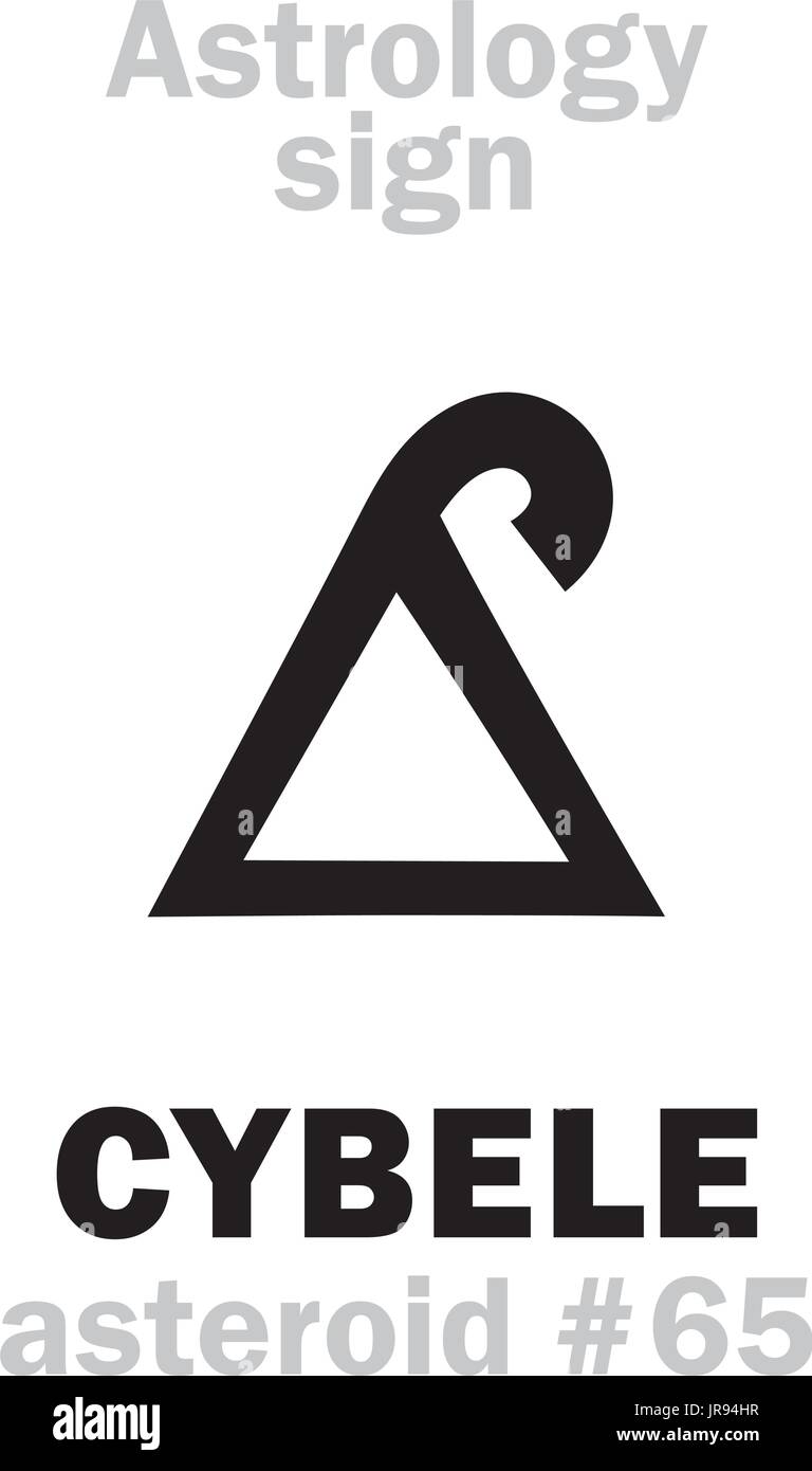 Alphabet d'astrologie : cybèle (Magna Mater), astéroïde # 65. Caractères hiéroglyphes signe (symbole unique). Illustration de Vecteur