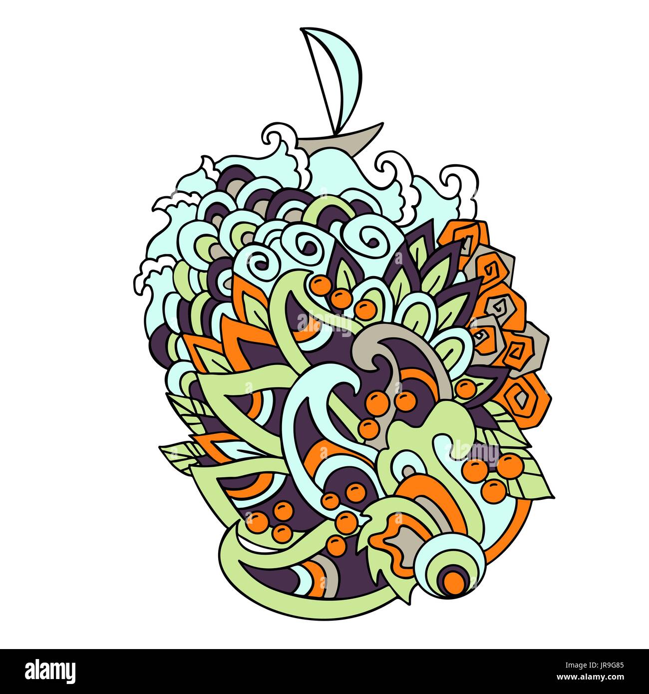 Cartoon hand drawn doodles sur le style de la mer. Motif coloré de l'onde. Vector illustration. Illustration de Vecteur