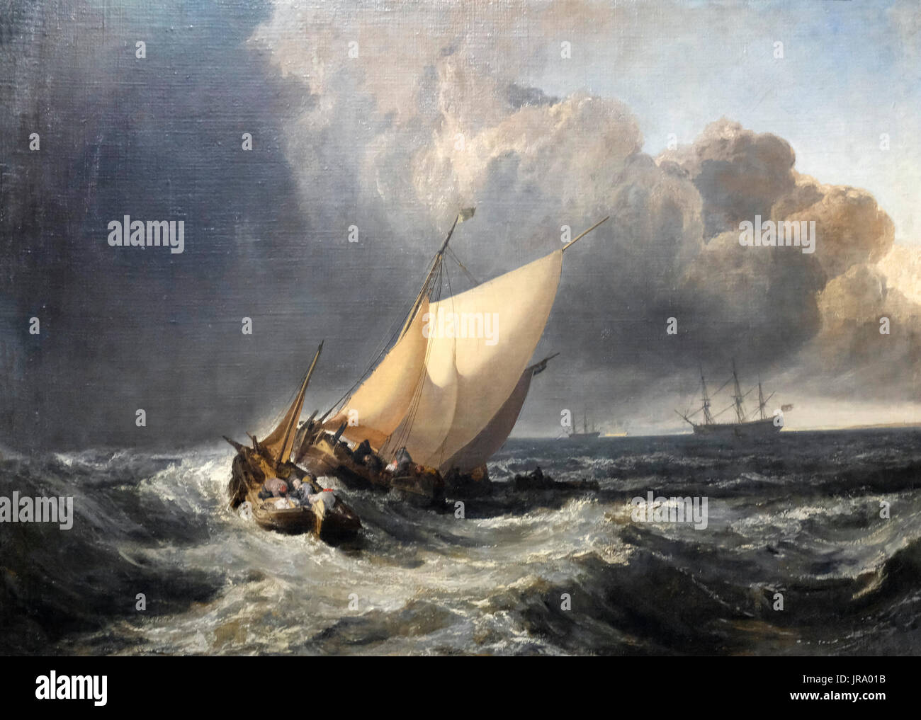 Bateaux néerlandais dans une gale - la mer - Pièce 1801 Bridgewater - Joseph Mallord William Turner Banque D'Images