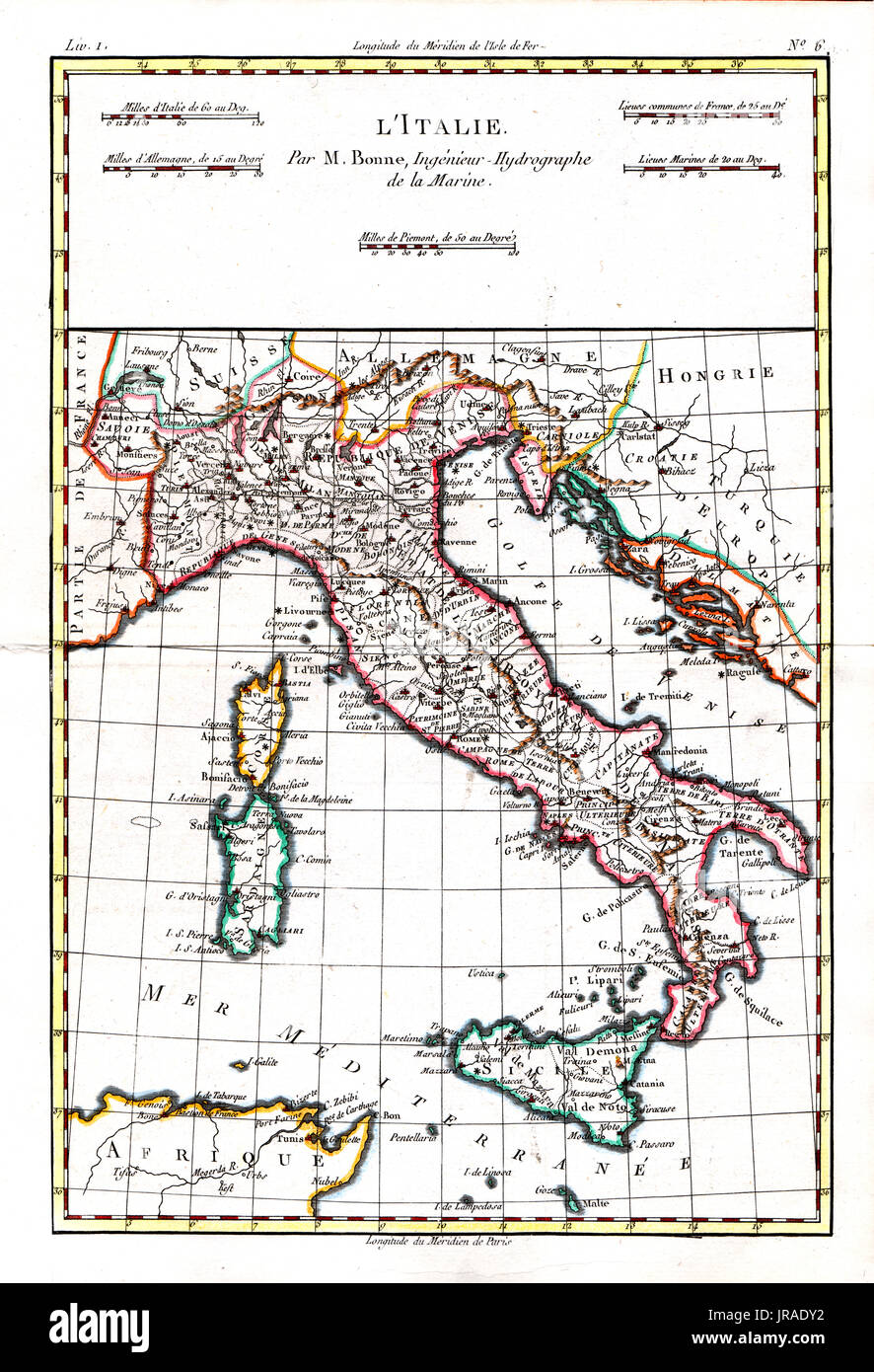 1780 Bonne carte antique de l'Italie Banque D'Images