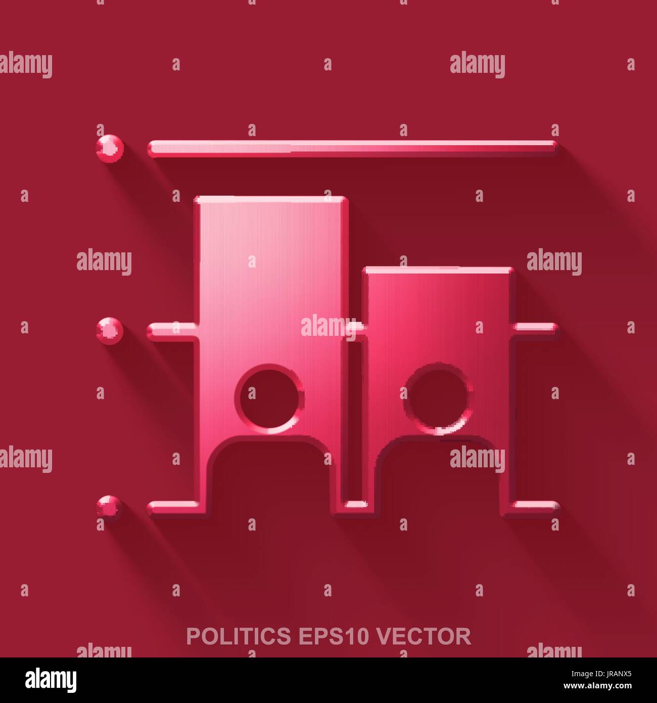 Télévision 3D politique métallique icône. Métal brillant rouge élection sur fond rouge. Vecteur EPS, 10. Illustration de Vecteur