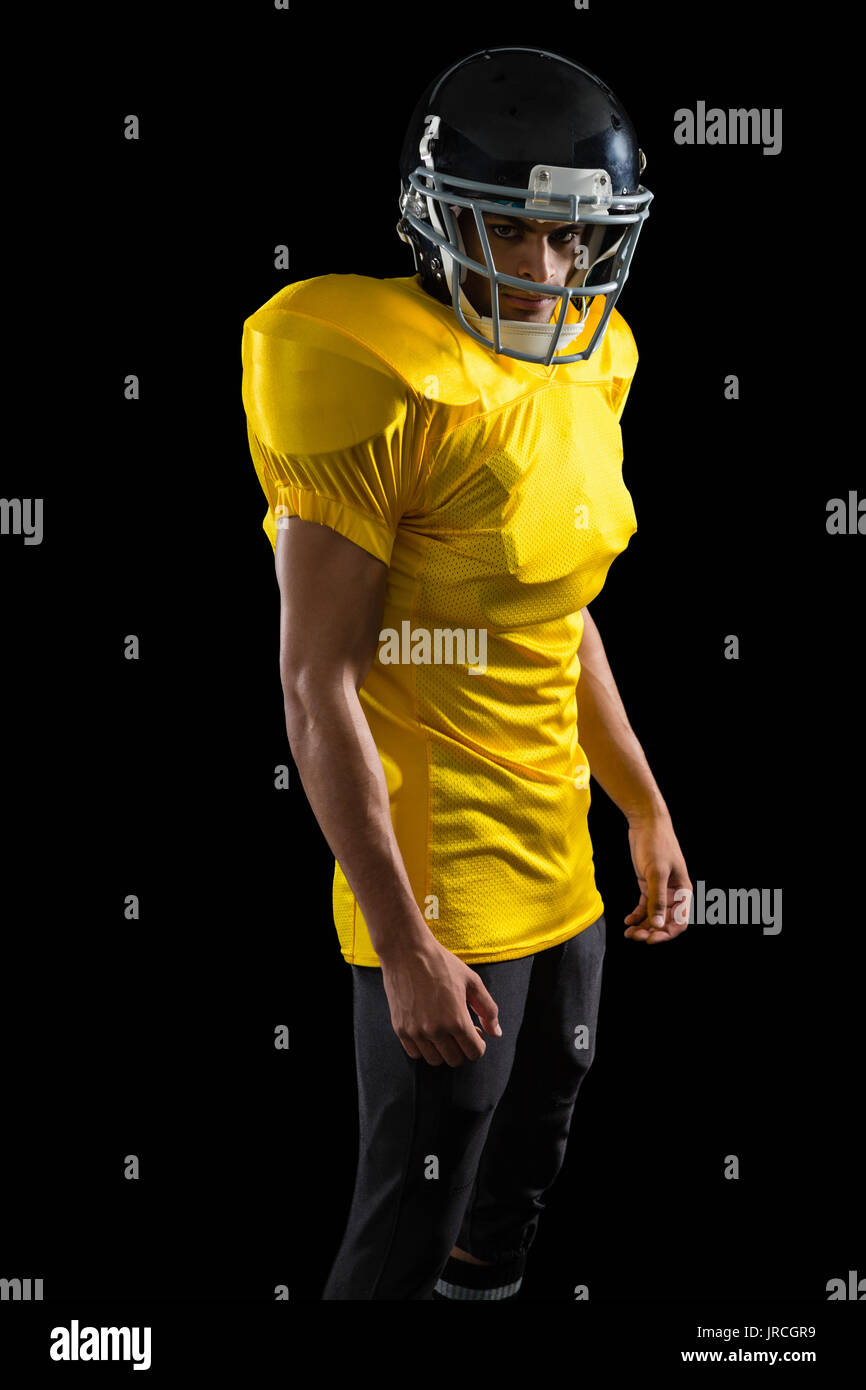 Portrait de joueur de football américain avec un couvre-chef Banque D'Images