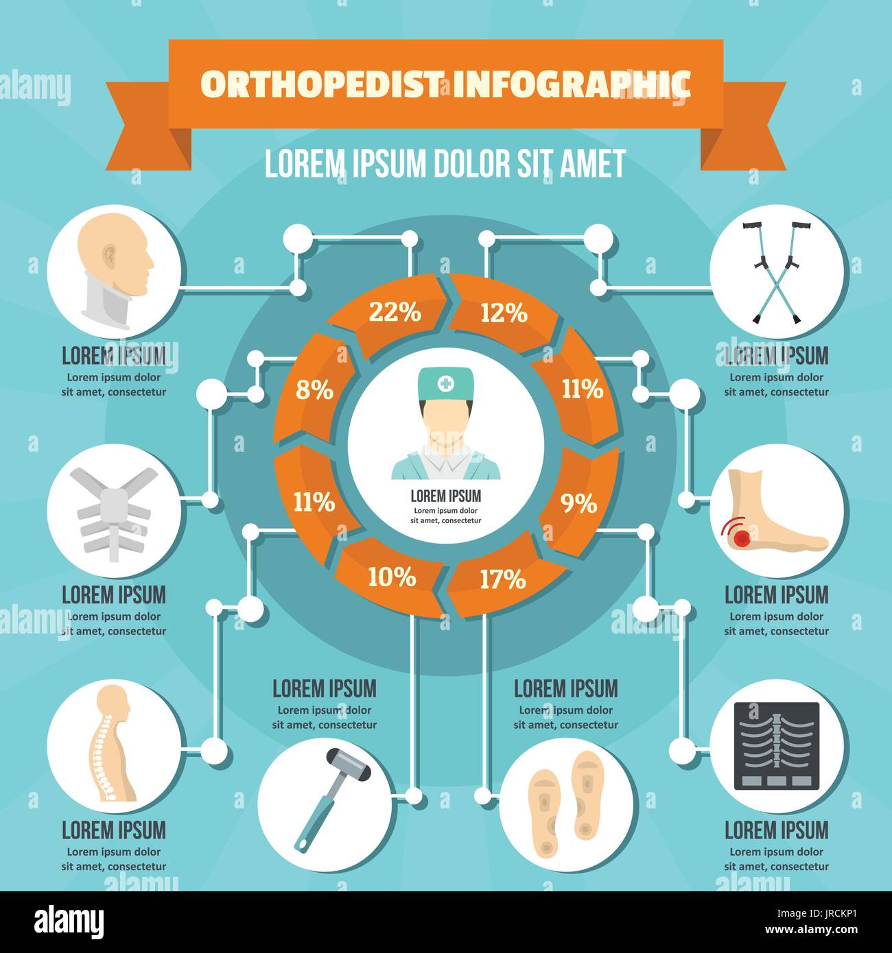 Orthopédiste infographie concept, style plat Illustration de Vecteur