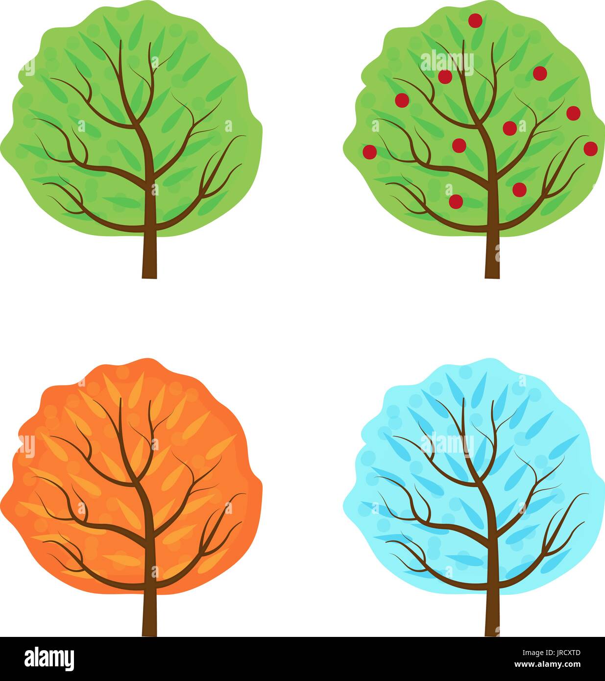 Définir l'icône arbres saisons télévision style. Isolé sur fond blanc. Vector illustration Illustration de Vecteur