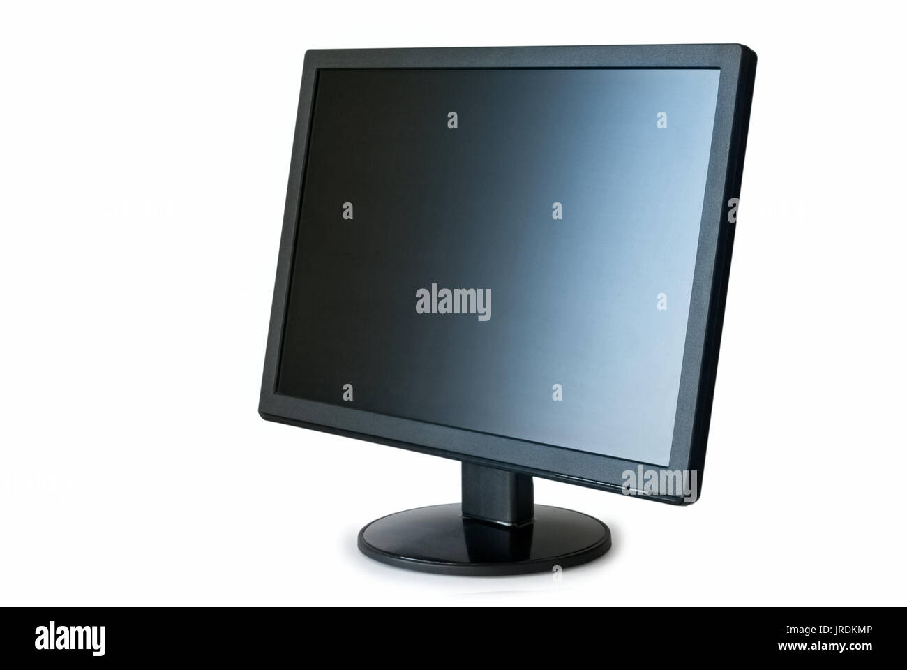 Un moniteur à écran plat avec un écran noir sur fond blanc. Banque D'Images