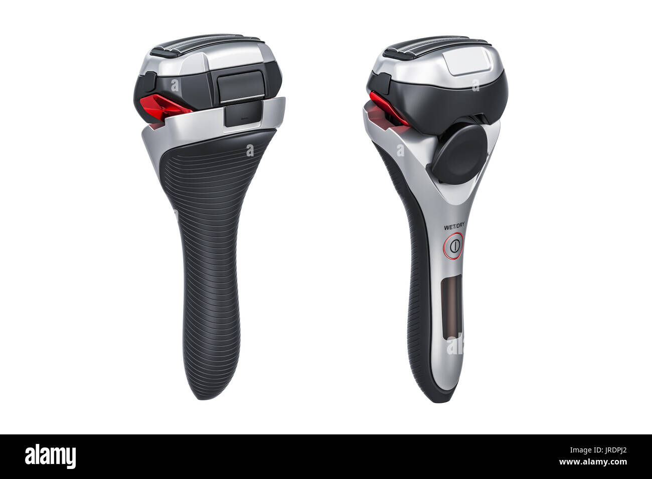 Foil rasoirs électriques, rasoirs. Deux vues, rendu 3D isolé sur fond blanc Banque D'Images
