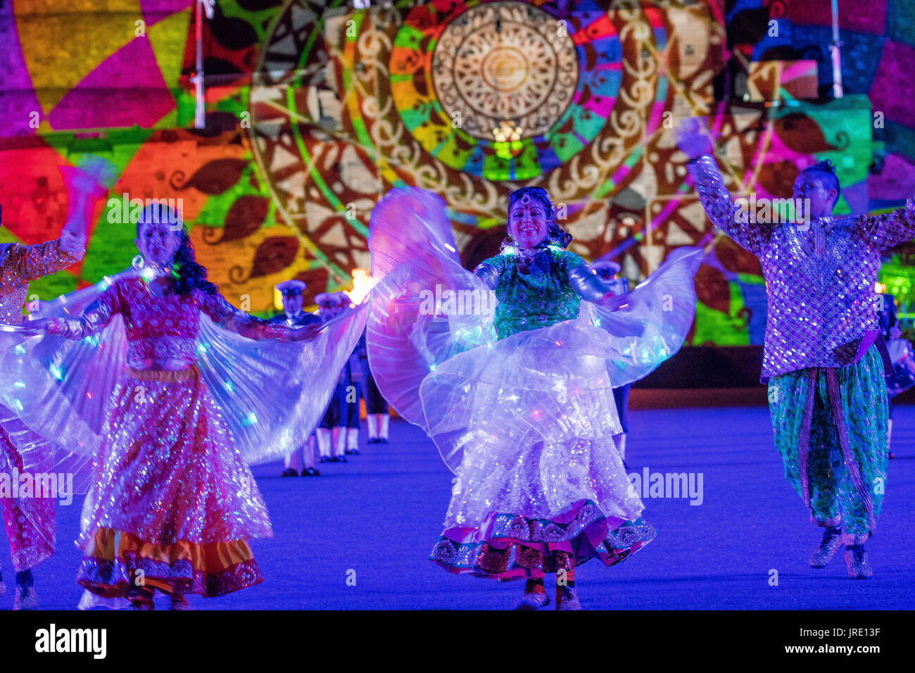 Le tattoo militaire royal de 2017, le château d'Édimbourg la bande de la marine indienne Banque D'Images