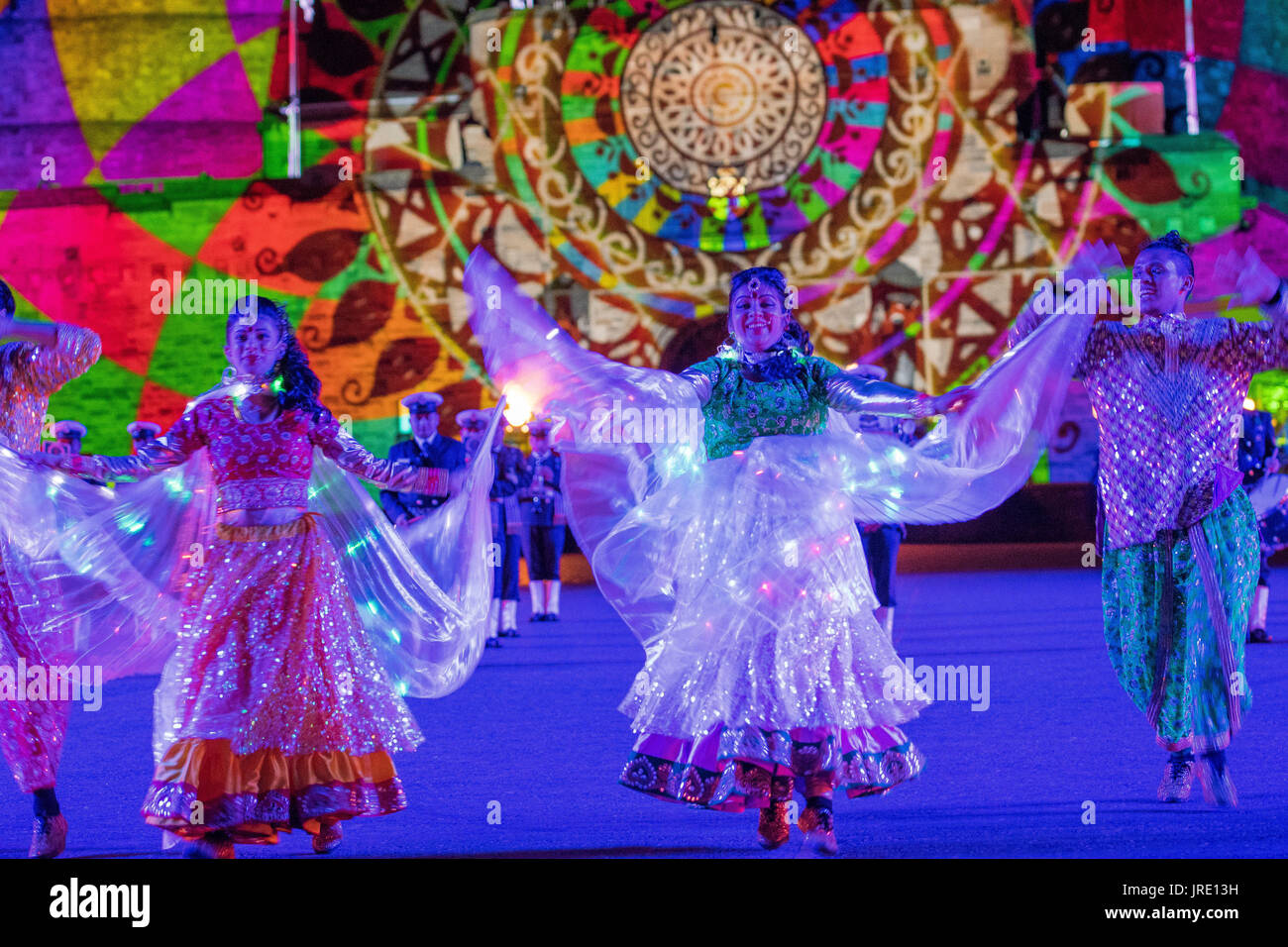 Le tattoo militaire royal de 2017, le château d'Édimbourg la bande de la marine indienne Banque D'Images