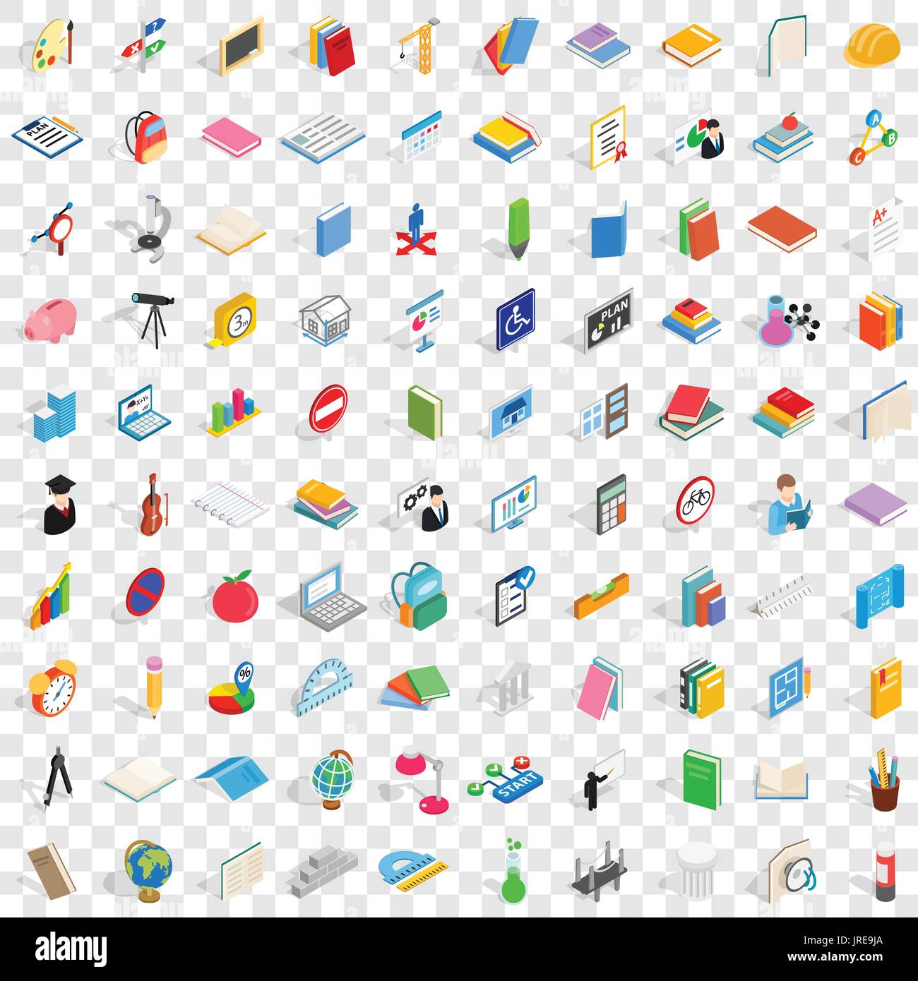 100 College et l'école icons set Illustration de Vecteur