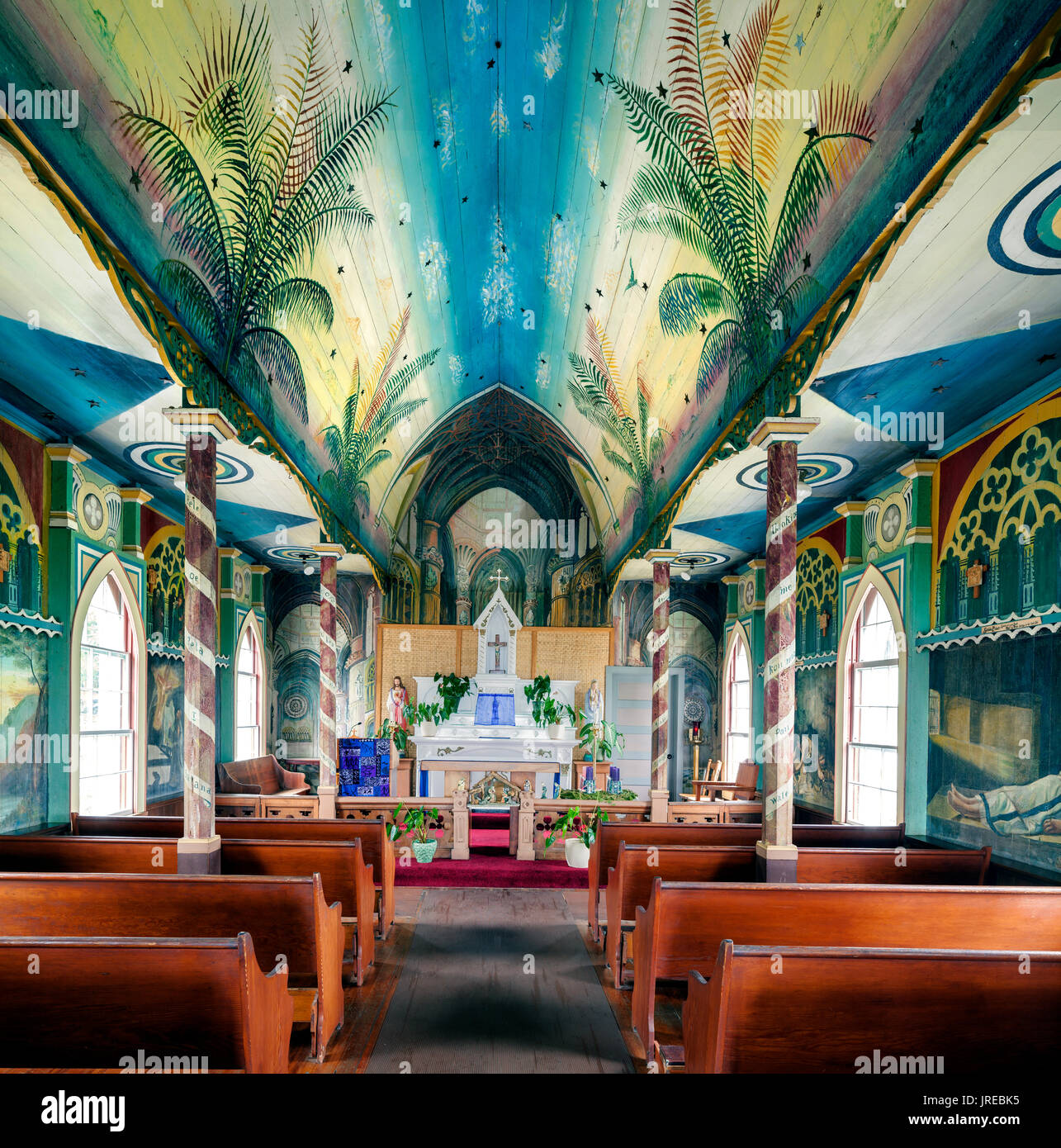 HI00467-00....Hawai'i - Saint Benoît dans l'Église Catholique Romaine Honaunau. Connu sous le nom de l'église peinte. La première église peinte à Hawai'i.Situé sur th Banque D'Images