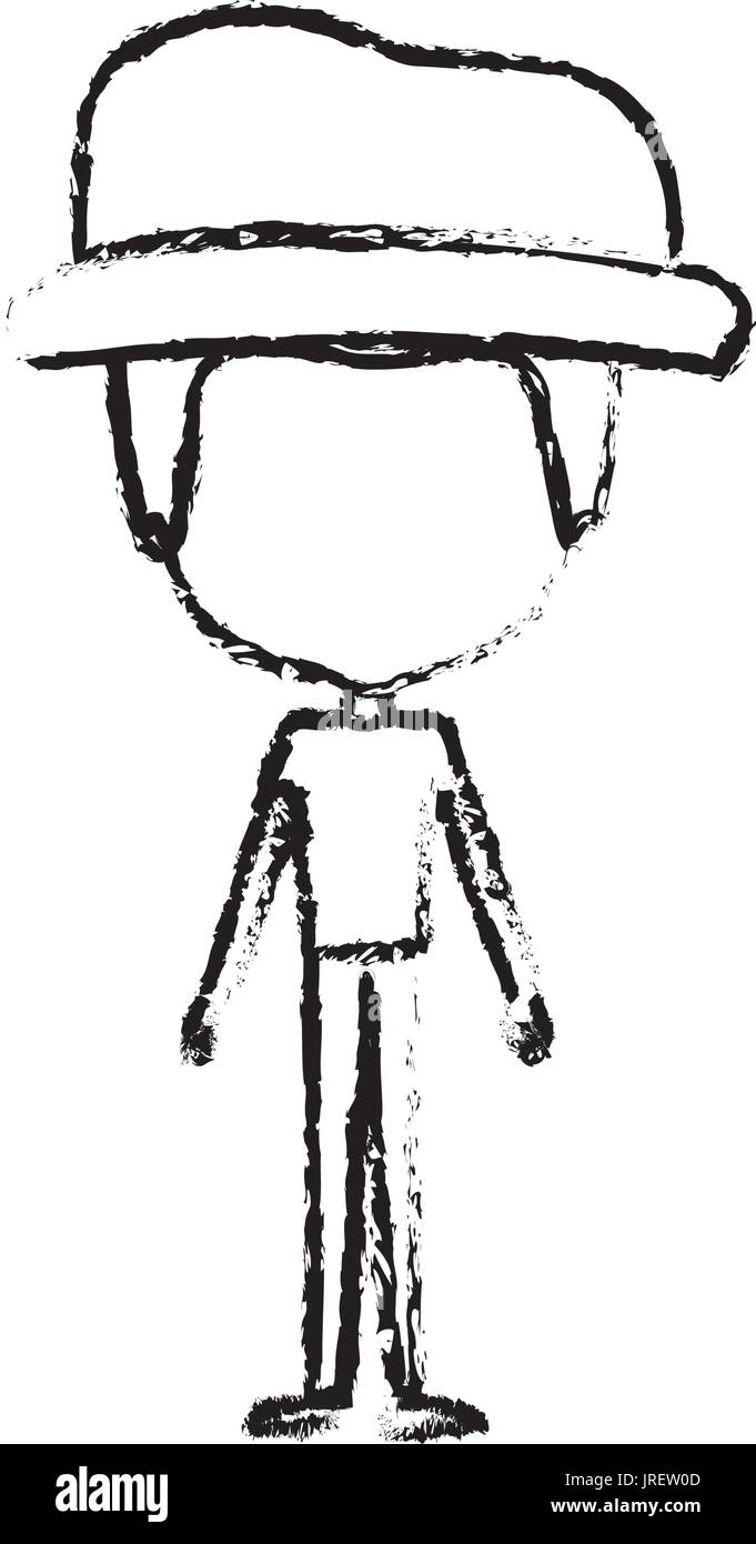 Silhouette floue de la caricature de visage homme mince en vêtements avec  chapeau moderne Image Vectorielle Stock - Alamy
