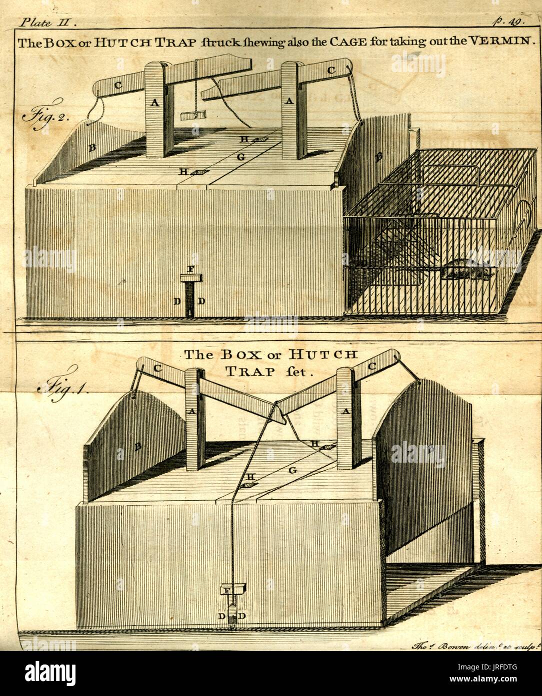 Meilleure souricière dessin, diagrammes techniques de l'invention, une meilleure souricière, montrant de multiples méthodes qui utilise le piège pour attraper la vermine, 1841. Banque D'Images