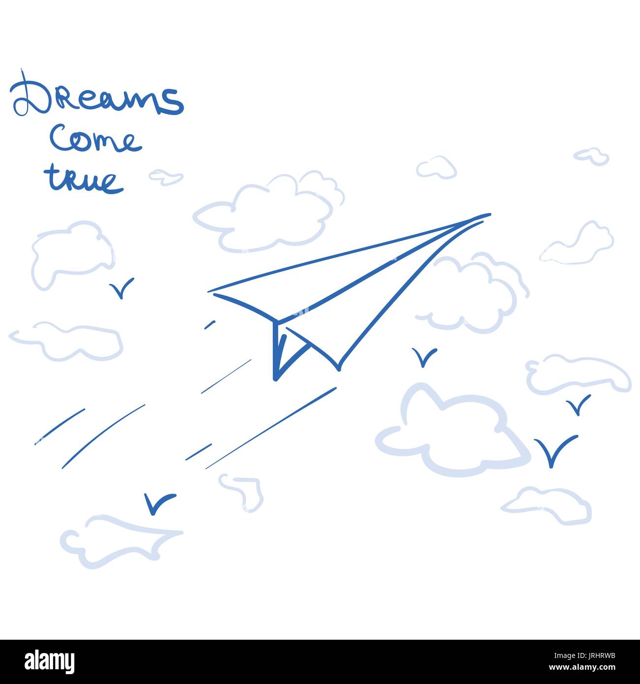 Avion en papier et des rêves venir vrai Illustration de Vecteur