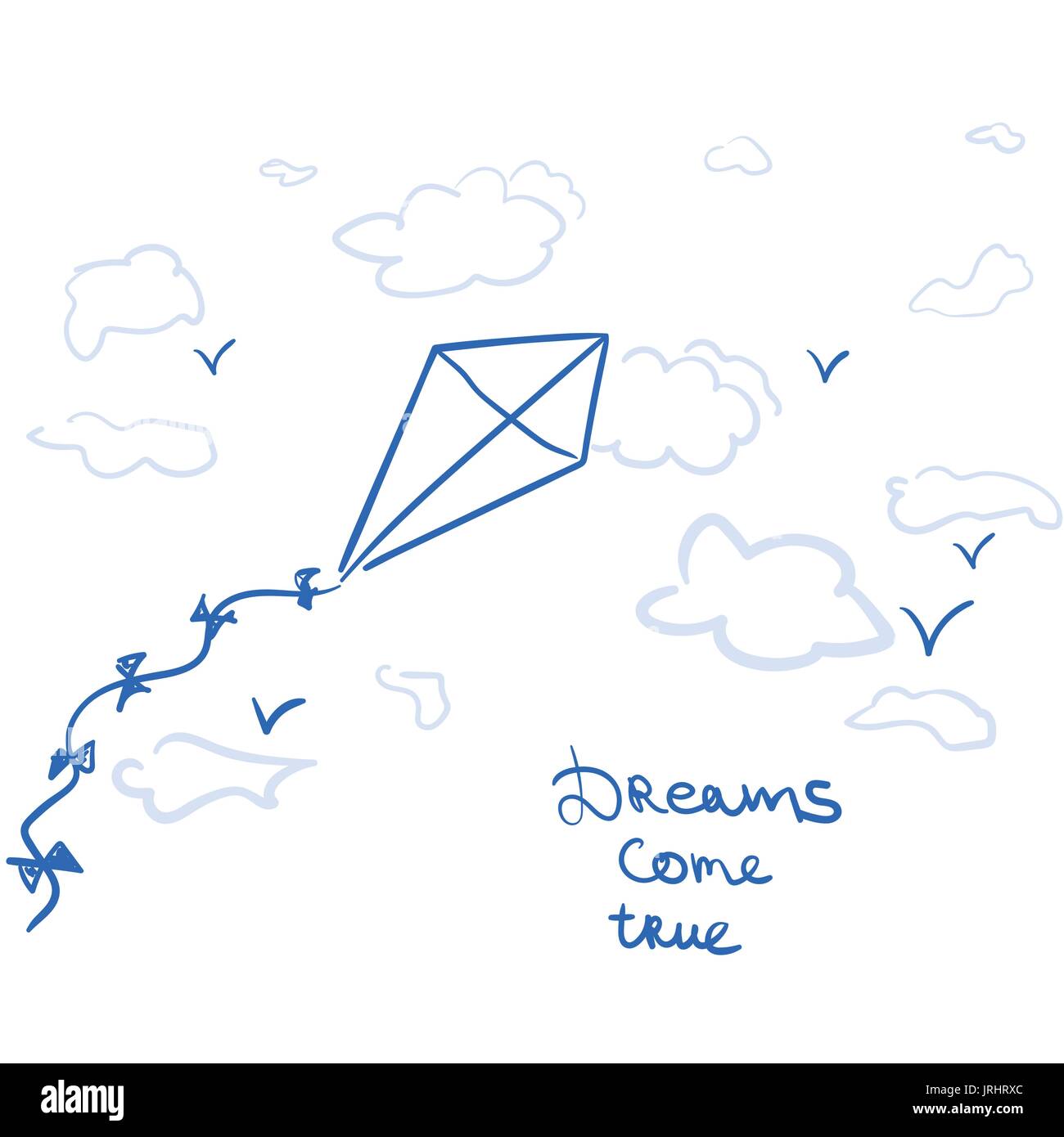 Cartoon kite et rêves Illustration de Vecteur