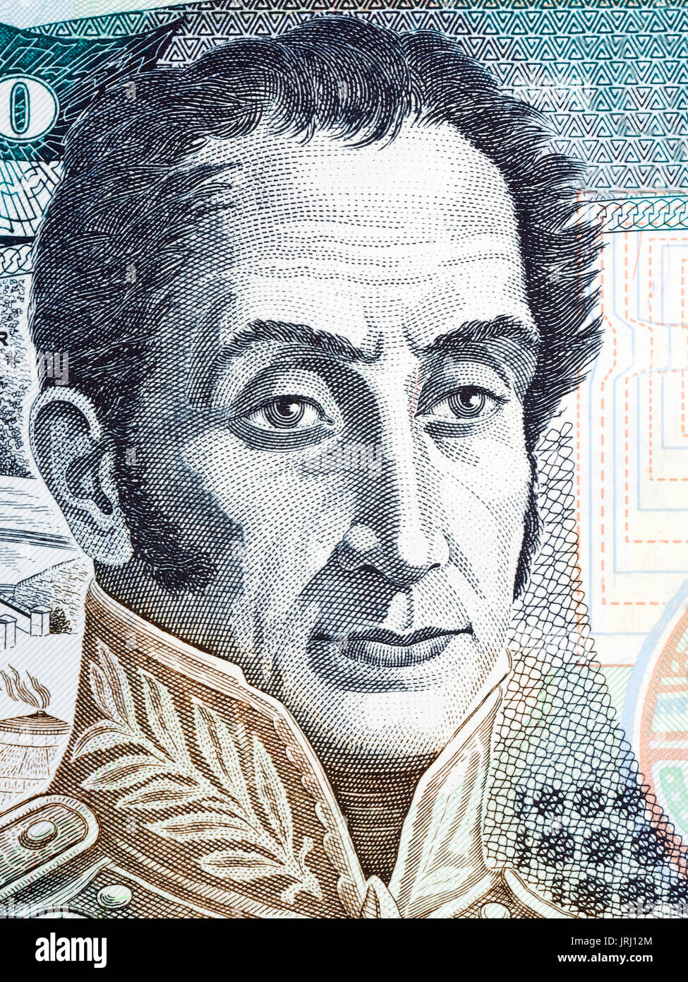 Portrait de Simon Bolivar argent colombien Banque D'Images