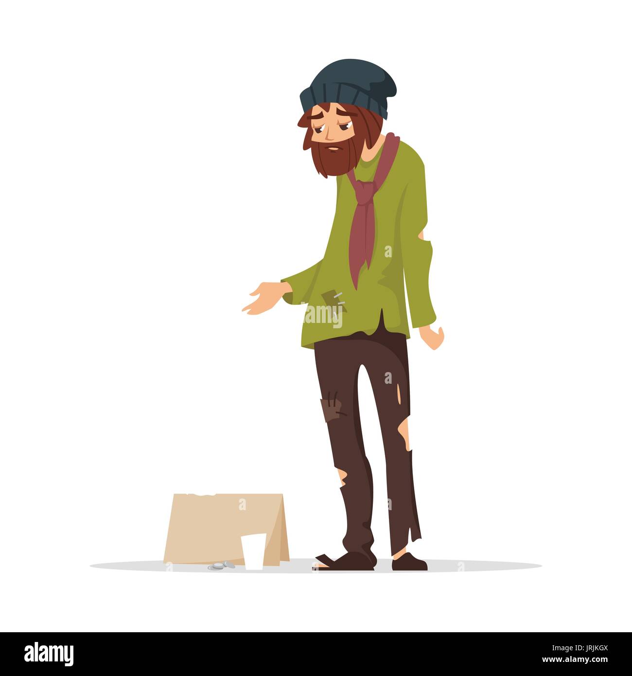 vector-cartoon-style-illustration-du-pauvre-homme-en-v-tements-d-chir-s