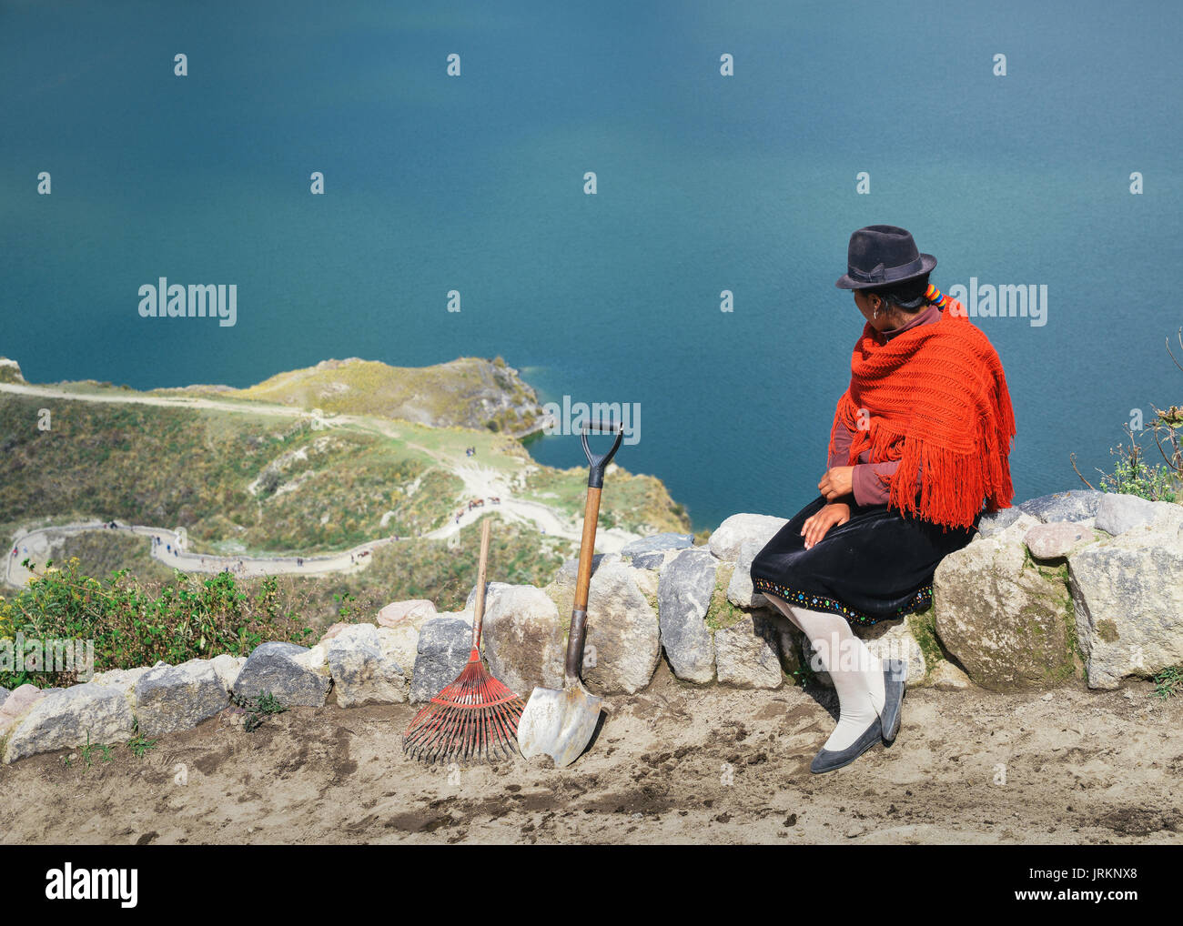 Une femme indigène de l'Equateur en Equateur, quilotoa Banque D'Images