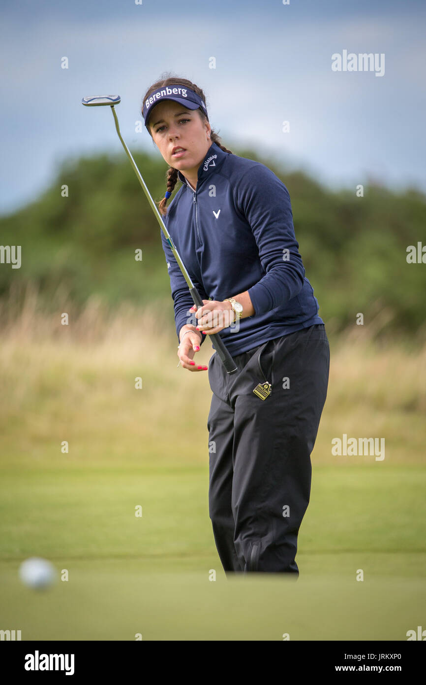 L'Angleterre l'hôtel de Géorgie pour les putts bogey au cours de la troisième journée de la Ricoh 2017 Women's British Open à Kingsbarns Golf Links, St Andrews. Banque D'Images