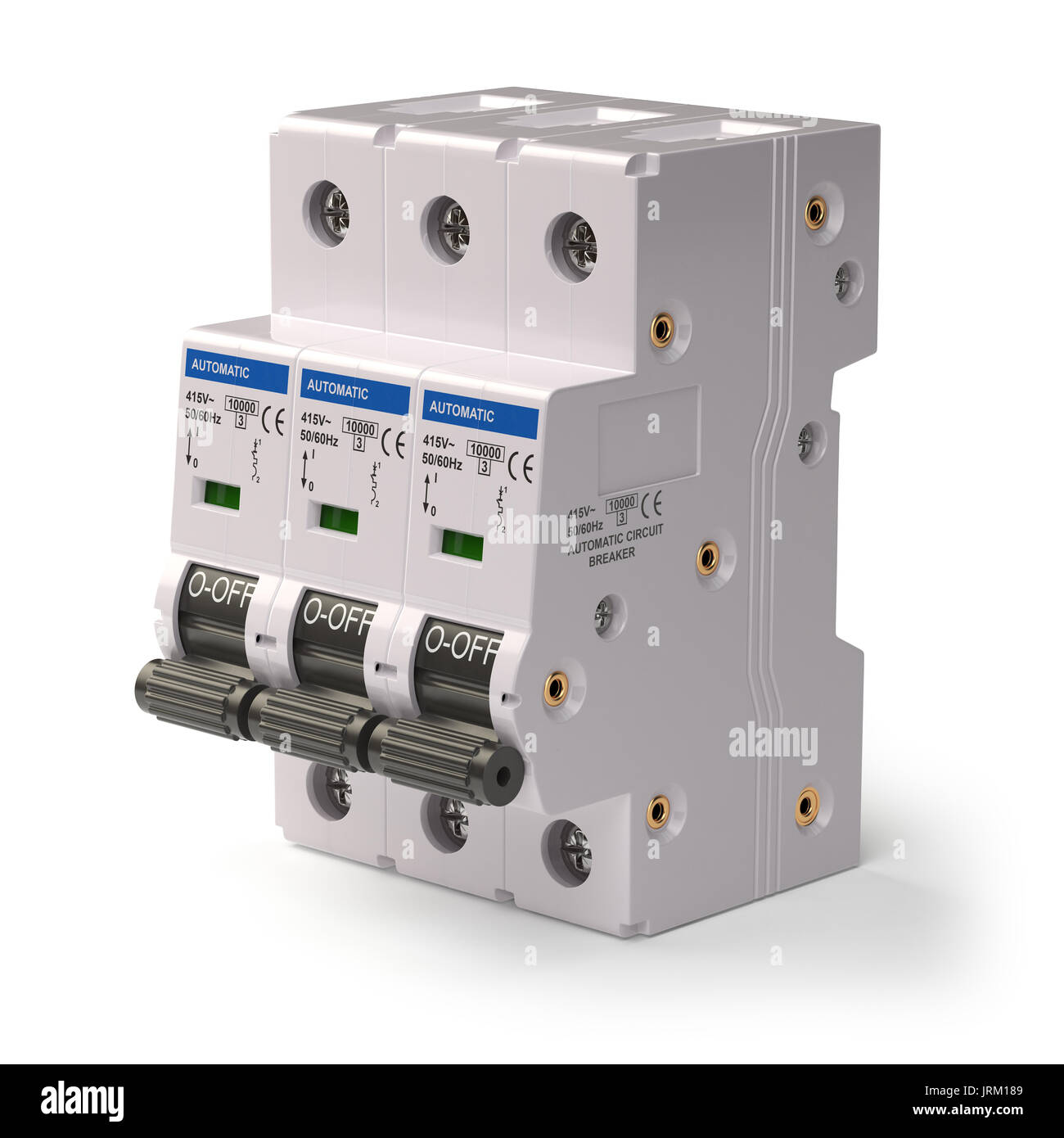 Coupe-circuit automatique isolé sur fond blanc. 3d illustration Banque D'Images