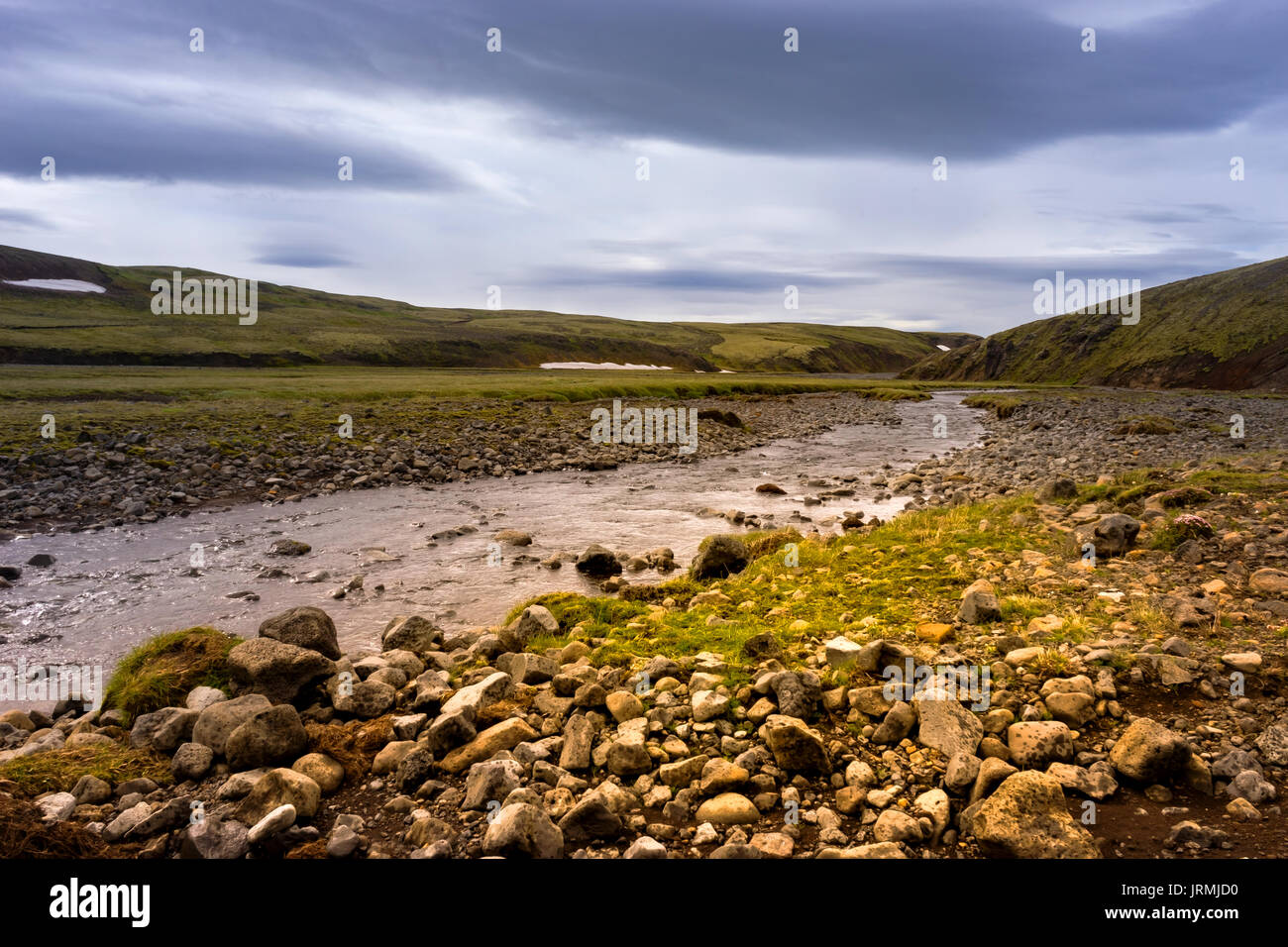 Dans le ruisseau de fonte Laki Islande, nationalpark Banque D'Images