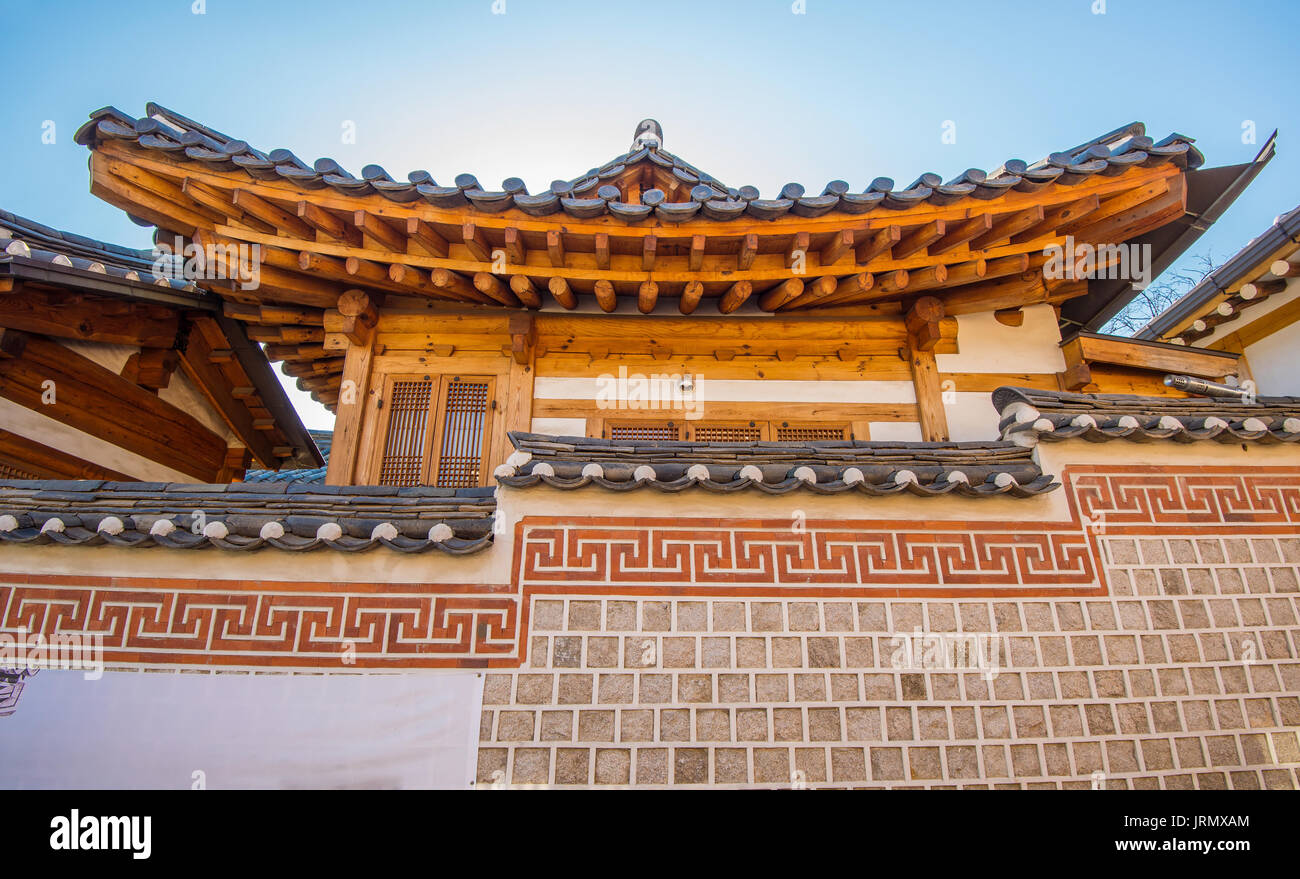 Le village de Bukchon Hanok,l'architecture de style traditionnel coréen à Séoul, Corée Banque D'Images