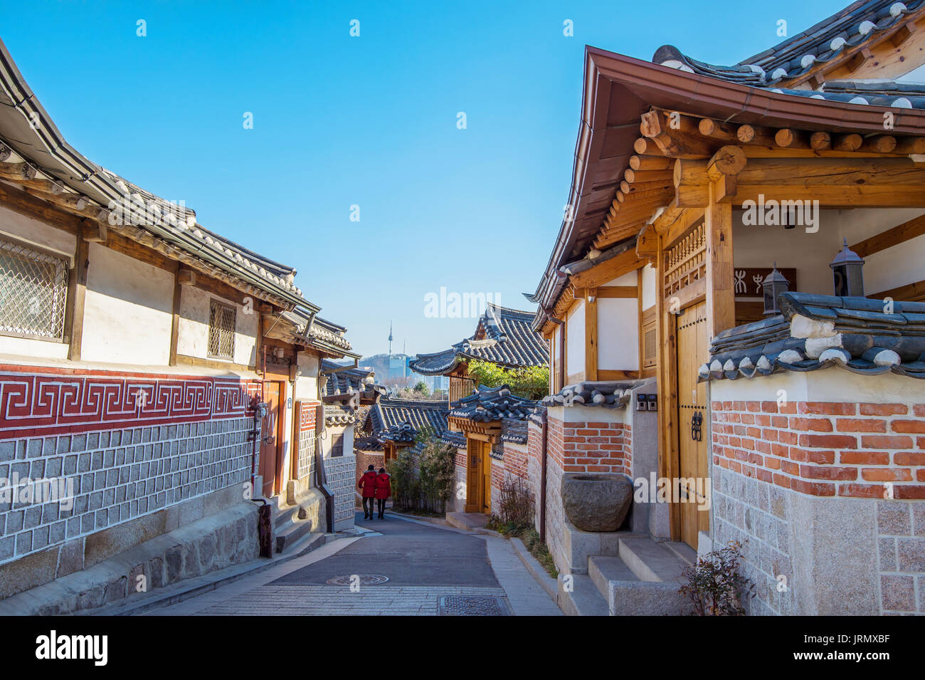 Le village de Bukchon Hanok,l'architecture de style traditionnel coréen à Séoul, Corée Banque D'Images