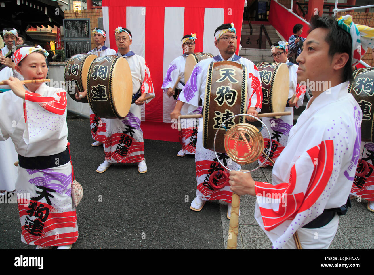 Japon, Tokyo, Kagurazaka Matsuri, festival, musiciens, Banque D'Images