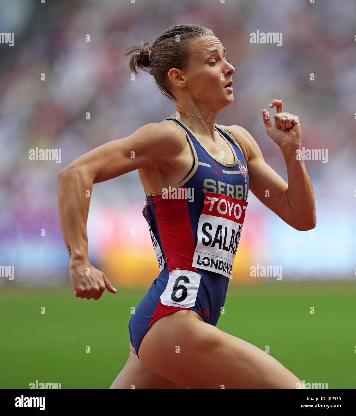 Londres, Royaume-Uni. 6 Août, 2017. Tamara SALAŠKI représentant la Serbie en compétition dans le Women's 400m 6 au 2017, championnats du monde IAAF, Queen Elizabeth Olympic Park, Stratford, London, UK. Crédit : Simon Balson/Alamy Live News Banque D'Images