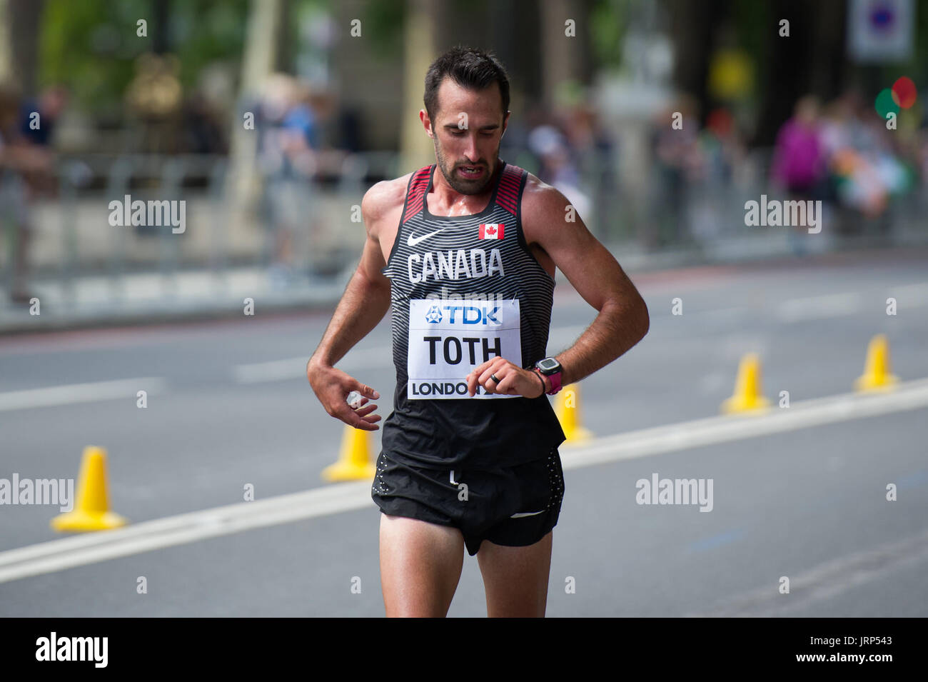 Londres, Royaume-Uni. 6 Août, 2017. Thomas Toth (Canada) à l'IAAF World Athletics Championships Men's Marathon Race Crédit : Phil Swallow Photography/Alamy Live News Banque D'Images