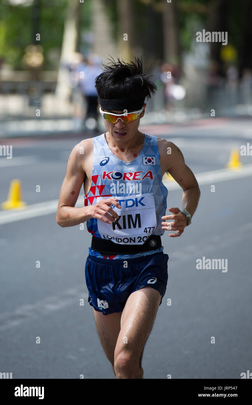 Londres, Royaume-Uni. 6 Août, 2017. Hyoso Kim (Corée), avec les championnats du monde de l'Athlétisme Marathon Hommes Crédit : Phil Swallow Photography/Alamy Live News Banque D'Images