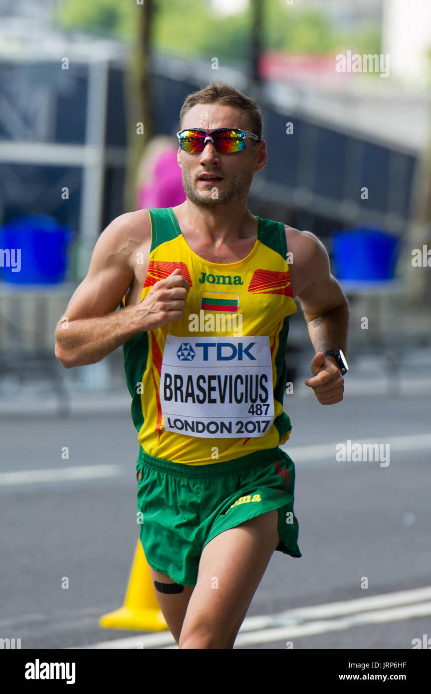 Londres, Royaume-Uni. 6 Août, 2017. Ignas Brasevicius (Lituanie) à l'IAAF World Athletics Championships Men's Marathon Race Crédit : Phil Swallow Photography/Alamy Live News Banque D'Images