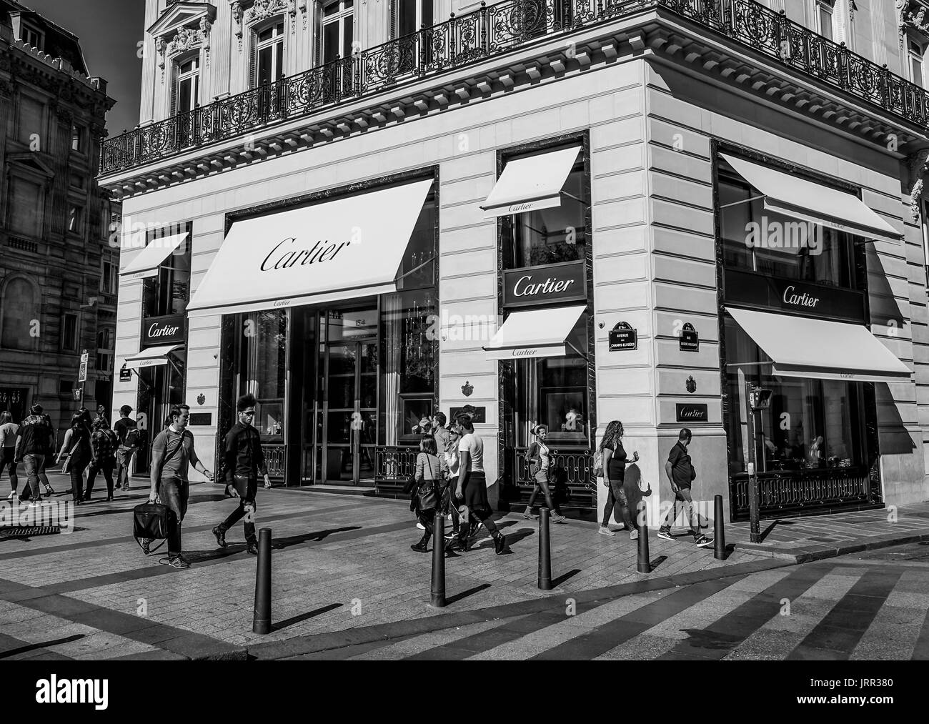 Cartier elysees paris france europe Banque d images noir et blanc